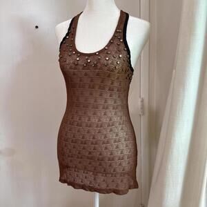 ✨Vena Cava Brown Embellished Tank Tunic (Size M)